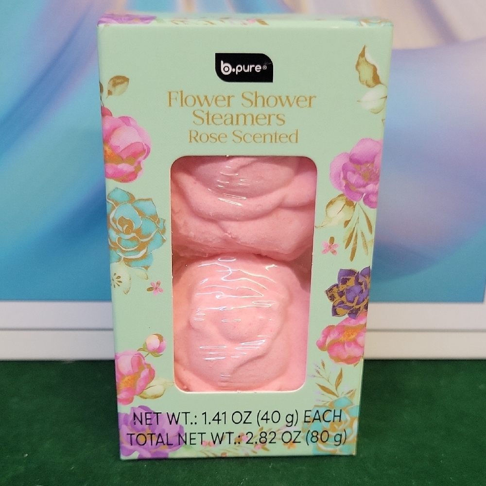 b.pure Pink Flower Shower Steamers 2ct Rose Scented